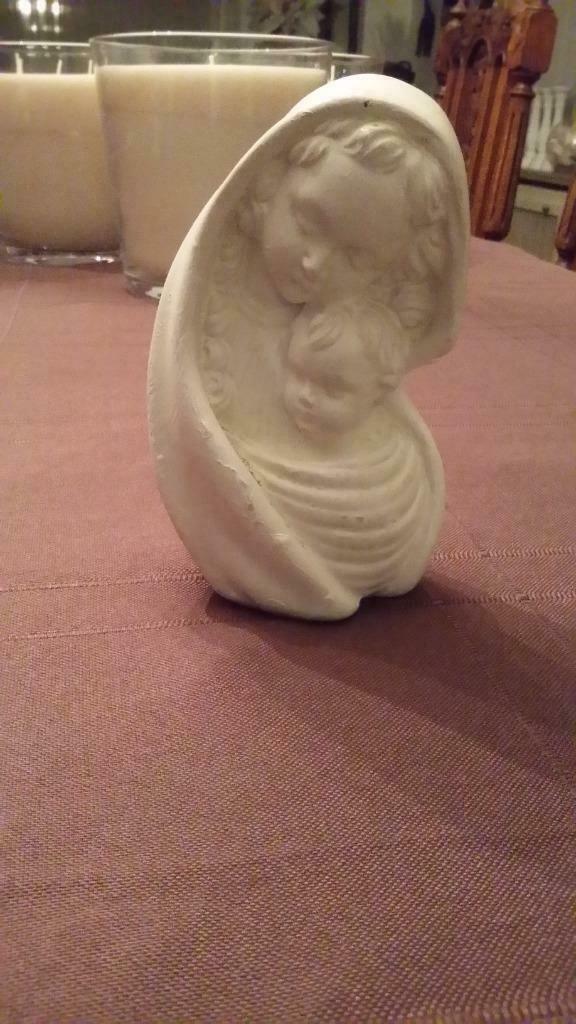 Antiek beeldje Moeder met kind (Maria met Jezus), Ophalen of Verzenden, Zo goed als nieuw, Religie