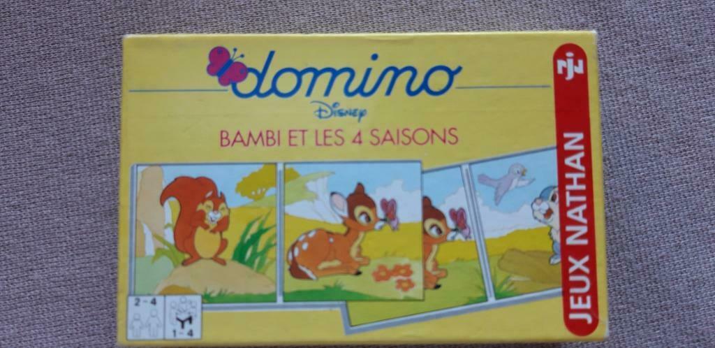 Jeu de cartes-domino Bambi et les 4 saisons, Trois ou quatre joueurs, Enlèvement ou Envoi, Utilisé, Nathan