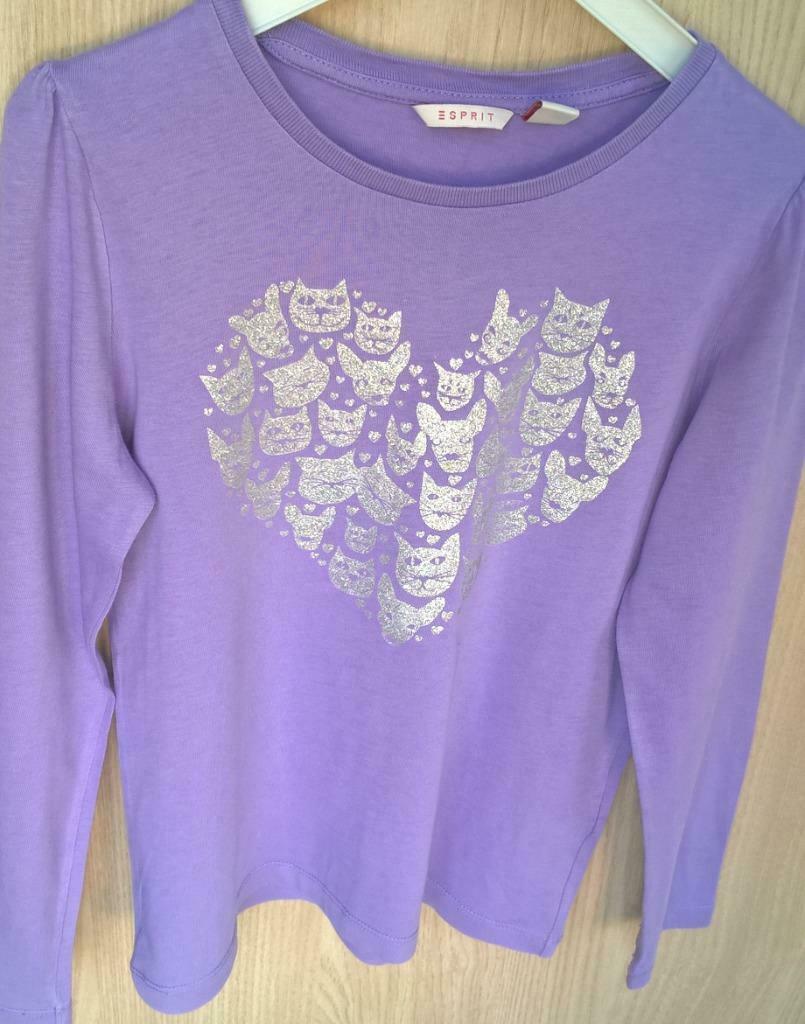 Paarse longsleeve met dierenprint - Esprit - maat 128-134, Kinderen en Baby's, Kinderkleding | Maat 128, Zo goed als nieuw, Meisje