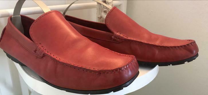 Mocassins pour homme, cuir rouge, pointure 44, état impec, Comme neuf, Rouge