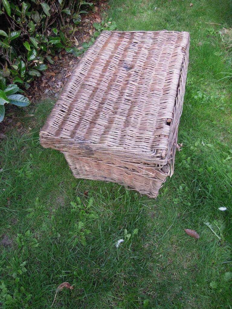 rieten mand met los deksel  korf houtmand openhaard, Ophalen, Gebruikt, Mand, Riet