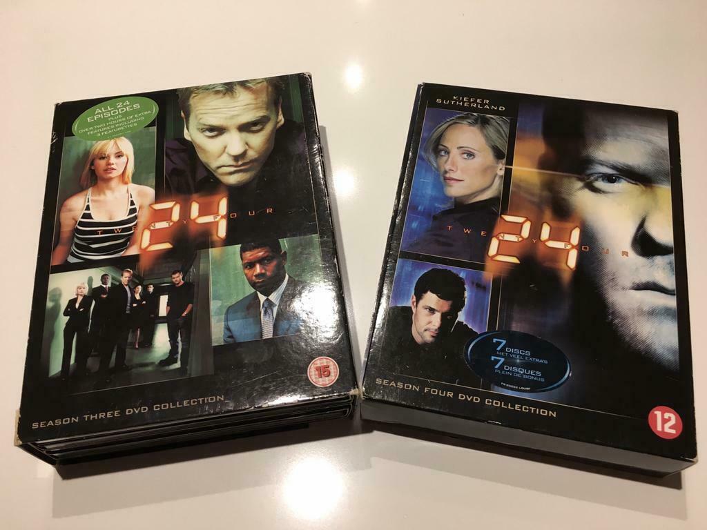 24 met Kiefer Sutherland. Seizoen 3 en 4., Ophalen of Verzenden