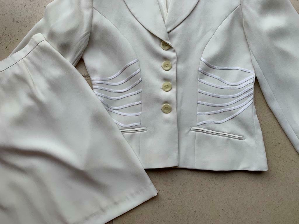 Ecru dames tailleur met rok 'Morgan', Maat: 40/42, Kleding | Dames, Maat 38/40 (M), Kostuum of Pak, Wit, Zo goed als nieuw