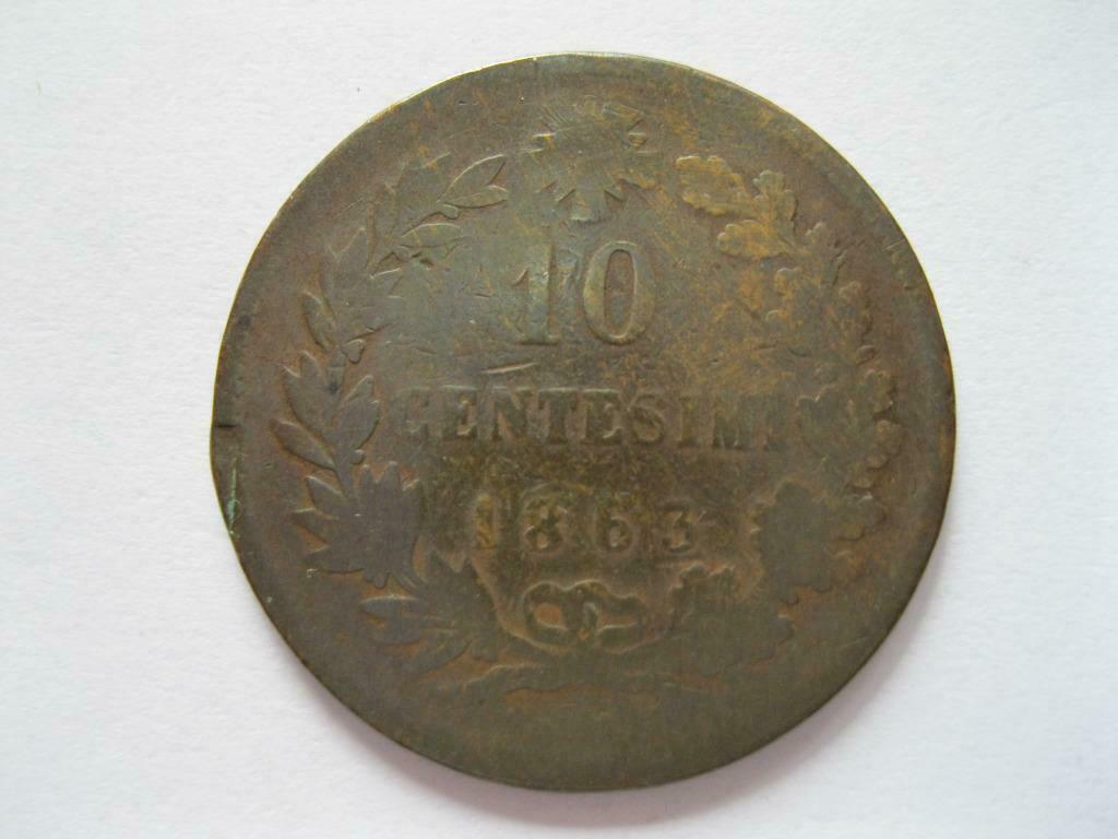 10 Centisimi Italië 1863, Ophalen of Verzenden, Italië, Losse munt