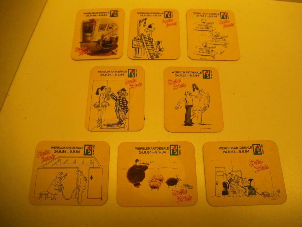 Lot 8 bierkaartjes Wereldkartoenale 1984 (Verzam-055), Ophalen of Verzenden, Zo goed als nieuw