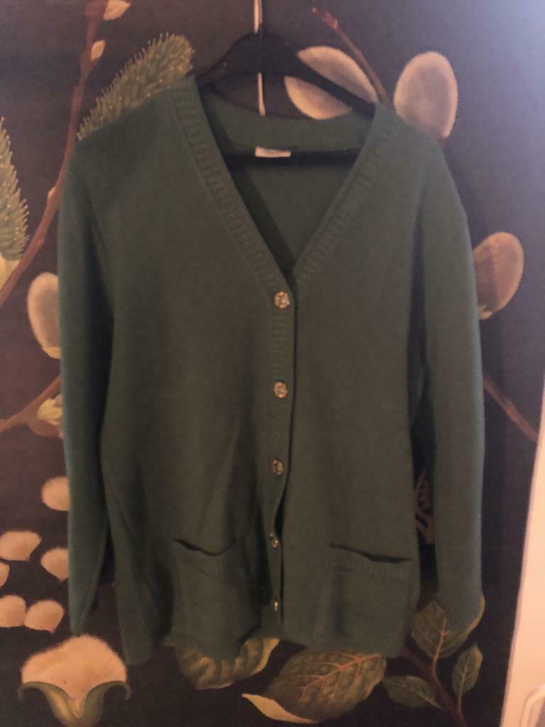 Vintage groene cardigan, Kleding | Dames, Ophalen of Verzenden, Gedragen, Maat 42/44 (L), Groen