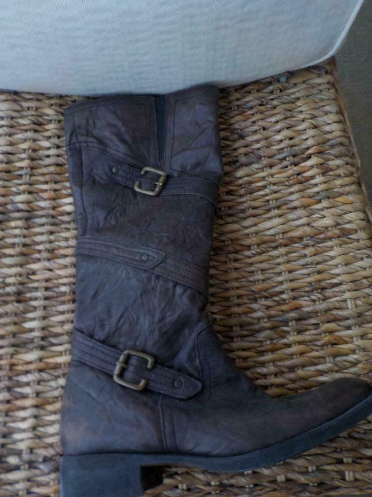 Bottes en cuire, Brun, Enlèvement, Porté, Bottes hautes