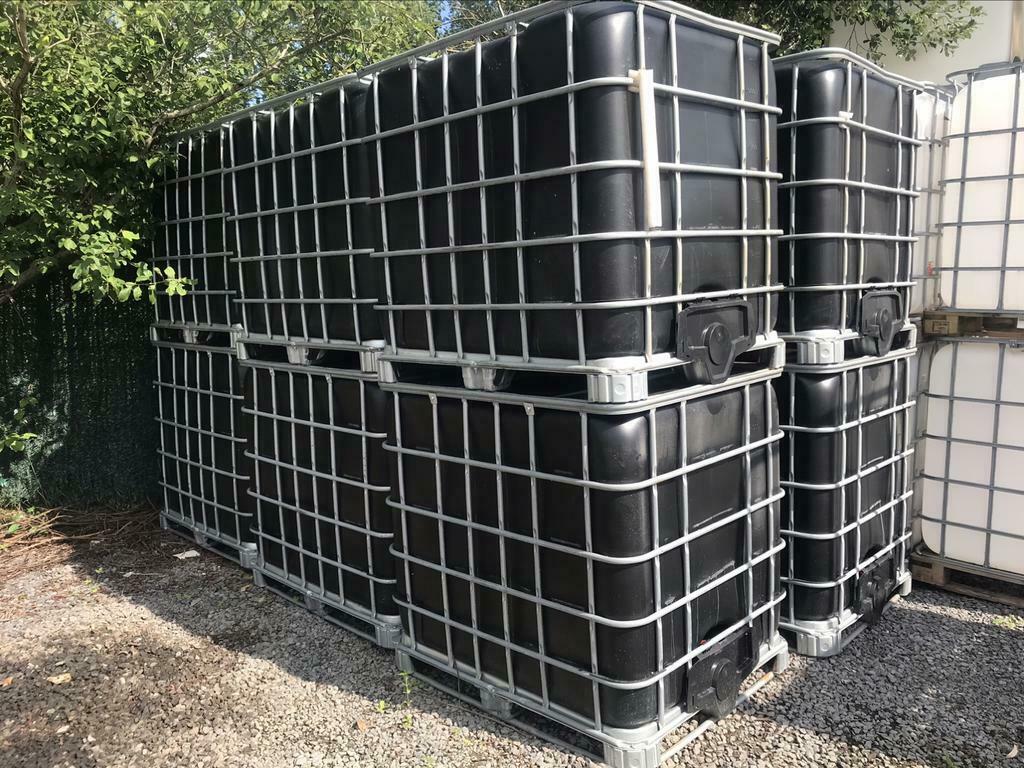 Zwarte Ibc vaten lichtdoorlatende 1000 en 600liter, Enlèvement, Comme neuf
