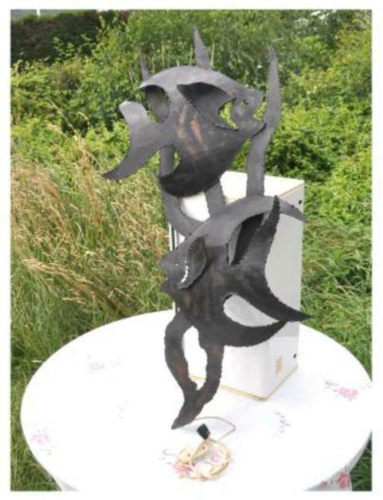 D applique murale poissons scalaires signé moysa, Antiquités & Art, Enlèvement ou Envoi