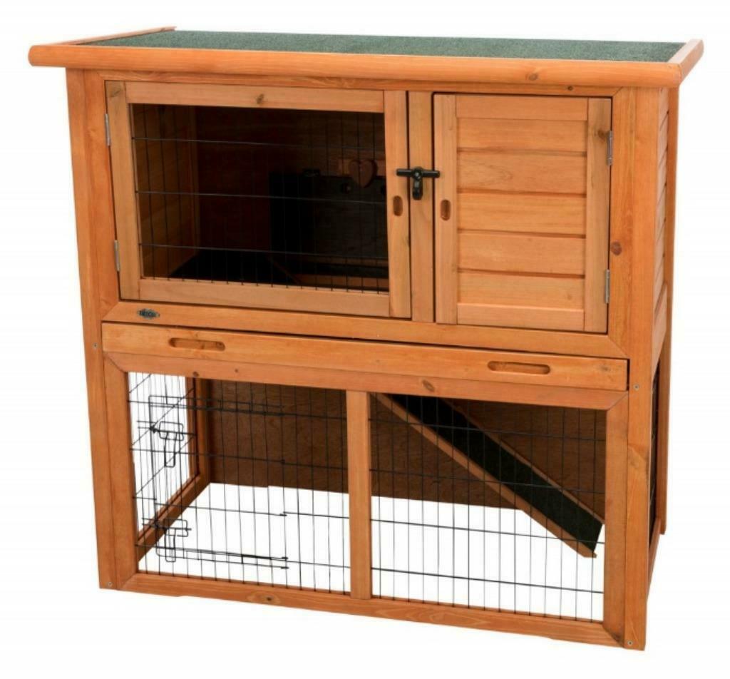 Clapier à lapins en bois Natura Marron, Neuf, 90 cm ou plus, Niche, 75 à 110 cm