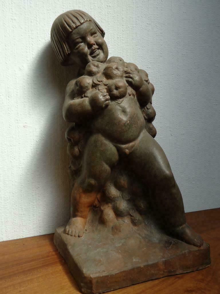 Jos. WITTERWULGHE Bacchant en terre cuite garçon putto allég, Enlèvement