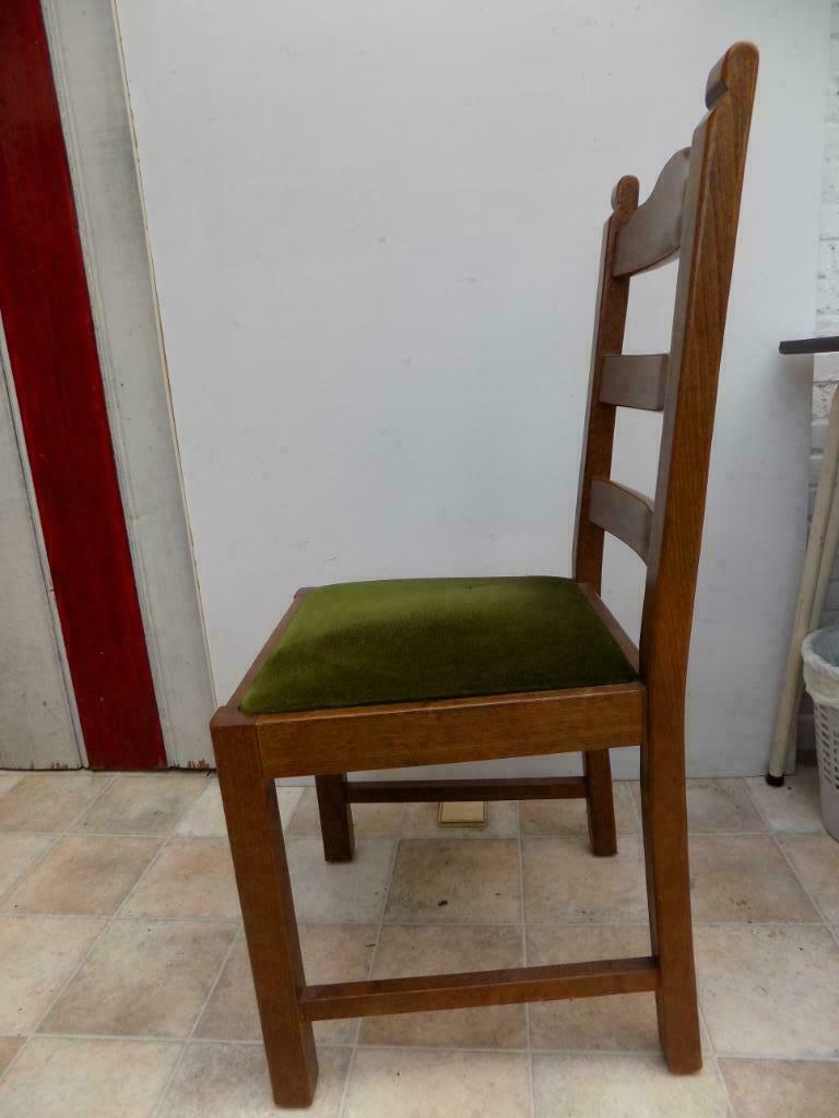 stoel in massief eiken met groen velours kussen, Ophalen, Zo goed als nieuw, Hout