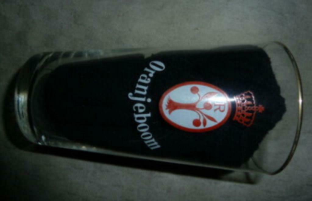 #B bier glas ORANJEBOOM ' boerke ; geen ribbels ' 25cl, Verzamelen, Glas en Drinkglazen, Gebruikt, Bierglas, Ophalen of Verzenden