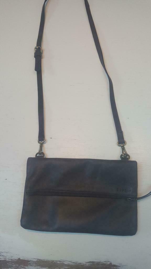 Esprit leren schoudertas, Handtassen en Accessoires, Tassen | Schoudertassen, Ophalen of Verzenden, Bruin, Esprit