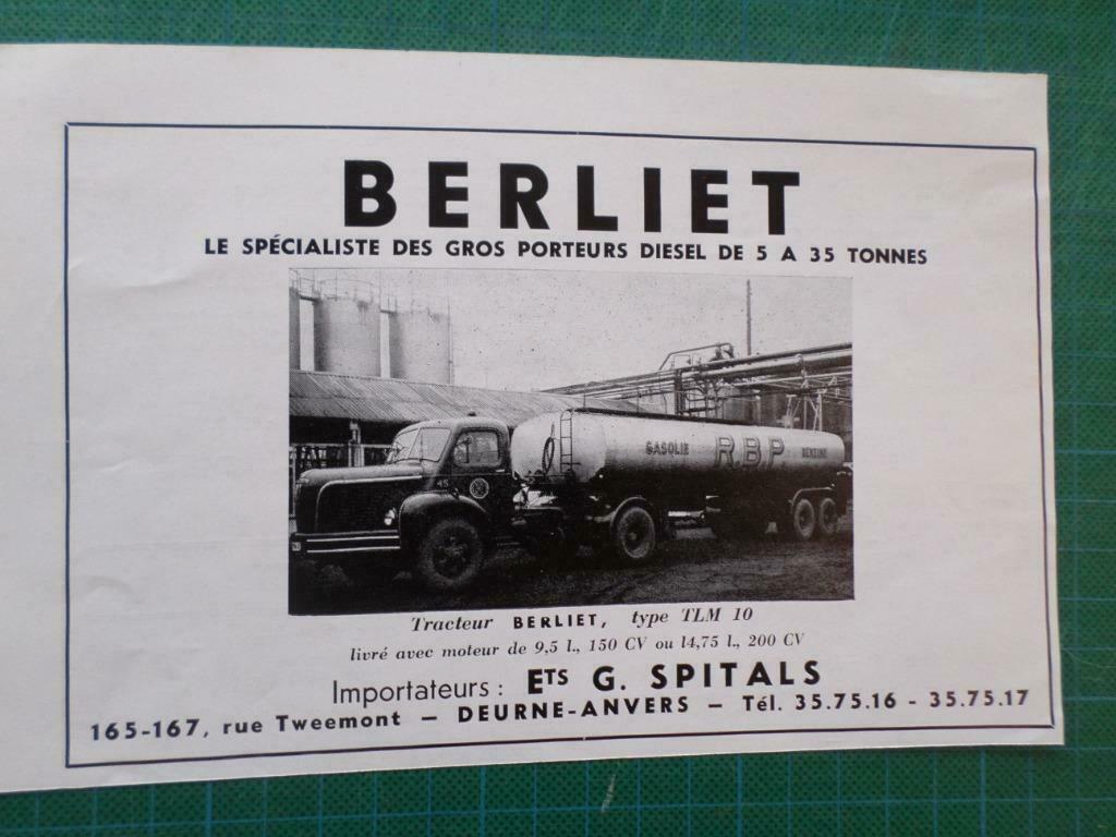 Berliet - publicité papier - 1956, Collections, Marques & Objets publicitaires, Enlèvement ou Envoi, Utilisé, Autres types