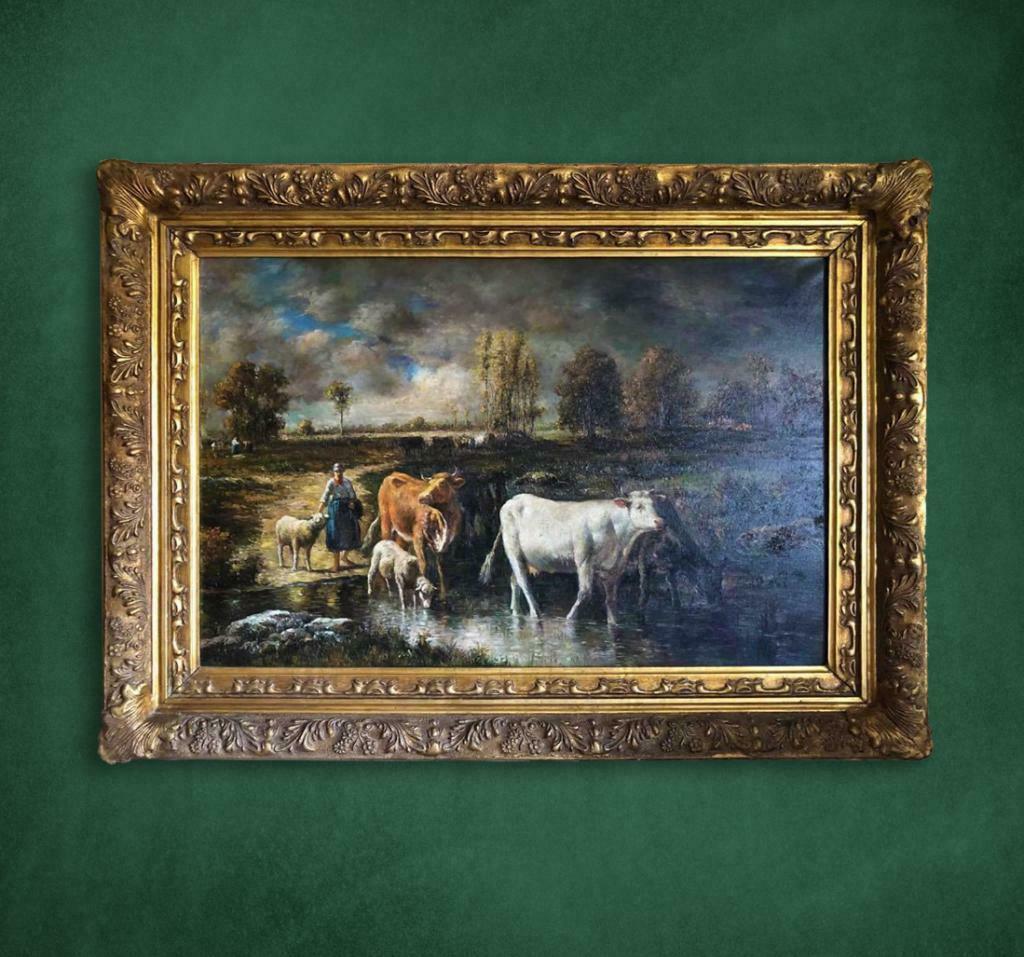 Olieverfschilderij J.L. Van Leemputte (1865), Antiek en Kunst, Kunst | Schilderijen | Klassiek, Ophalen of Verzenden