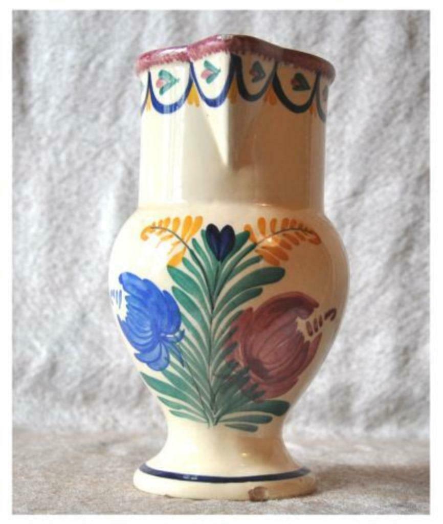 pichet faience hb quimper fleur rouge et bleu, Antiquités & Art, Enlèvement