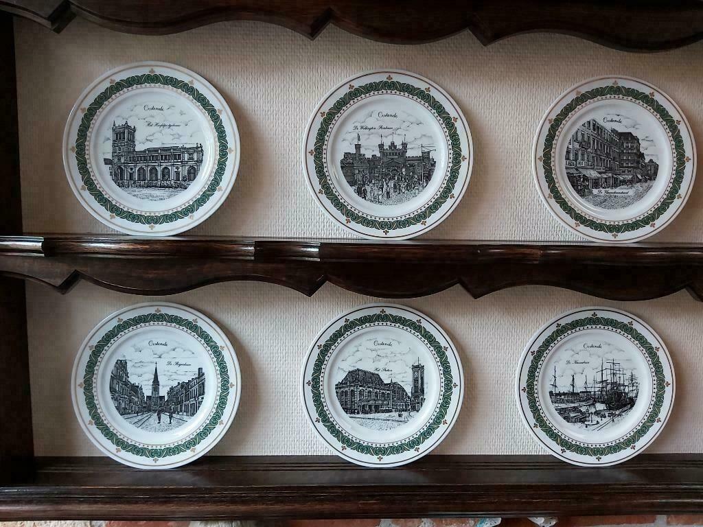 6 unieke borden Oostende kust in porselein (Swaenepoel) IEPE, Antiek en Kunst, Antiek | Porselein, Ophalen of Verzenden