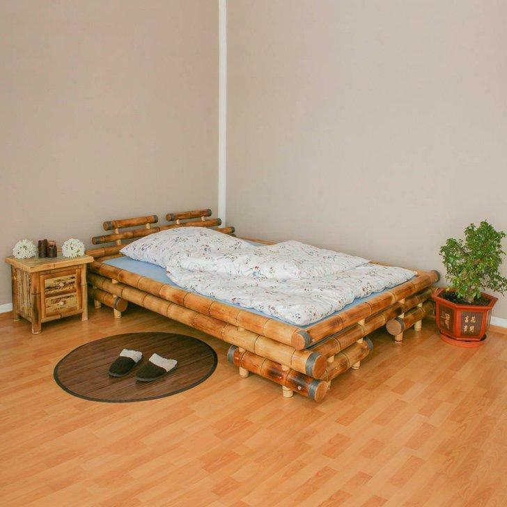 Lit 180x200 cm en bambou brun LIT BAMBOU lit naturel NEUF, Envoi, Neuf