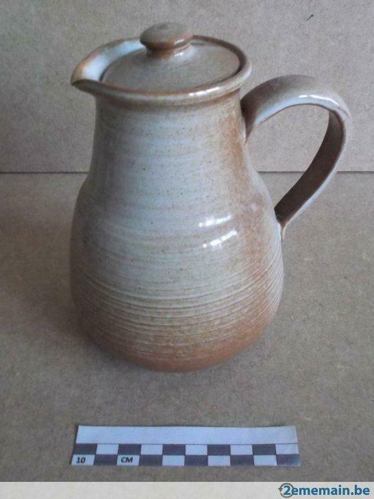 Pichet à Vin avec Couvercle, en Terre Cuite Emaillée., Enlèvement