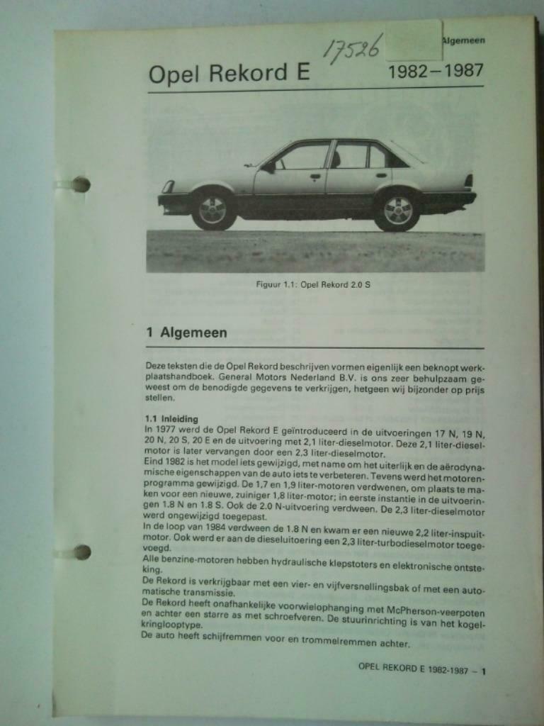 Vraagbaak Opel Rekord E2 bwj 1982-1987, Ophalen of Verzenden, Gebruikt, Opel