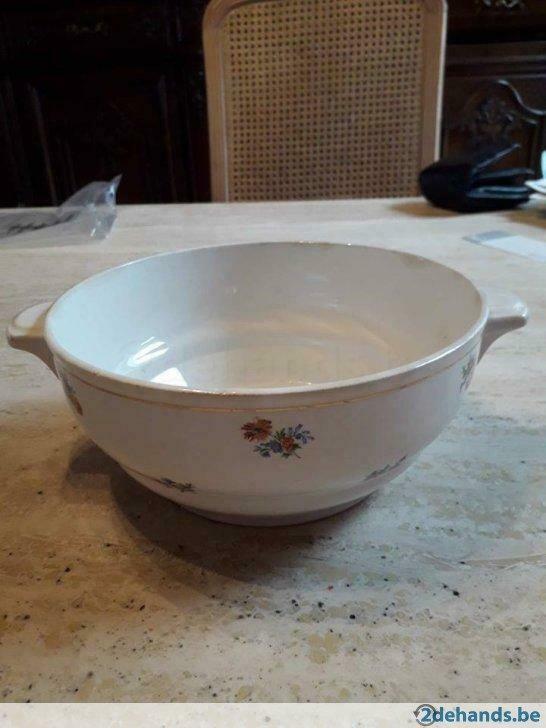 Bol blanc à motif floral en céramique, Enlèvement ou Envoi