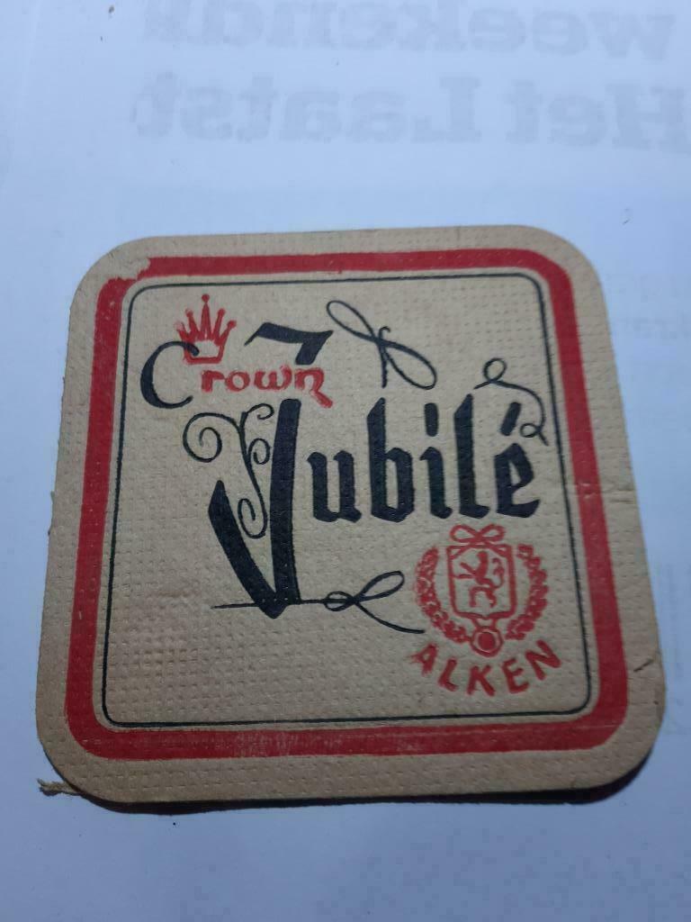 oude bierkaartje: Alken Crown Jubile, Verzamelen, Biermerken, Ophalen of Verzenden