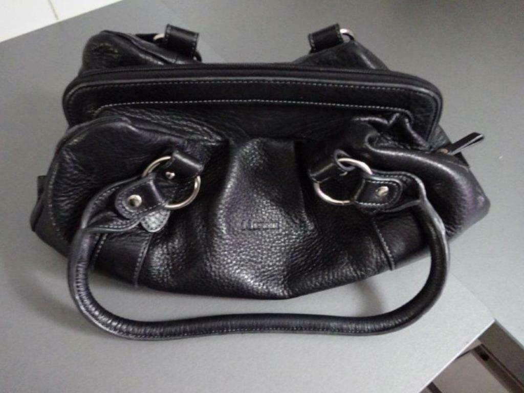 zwarte lederen handtas Mazarin, Handtassen en Accessoires, Ophalen, Zo goed als nieuw, Zwart, Handtas