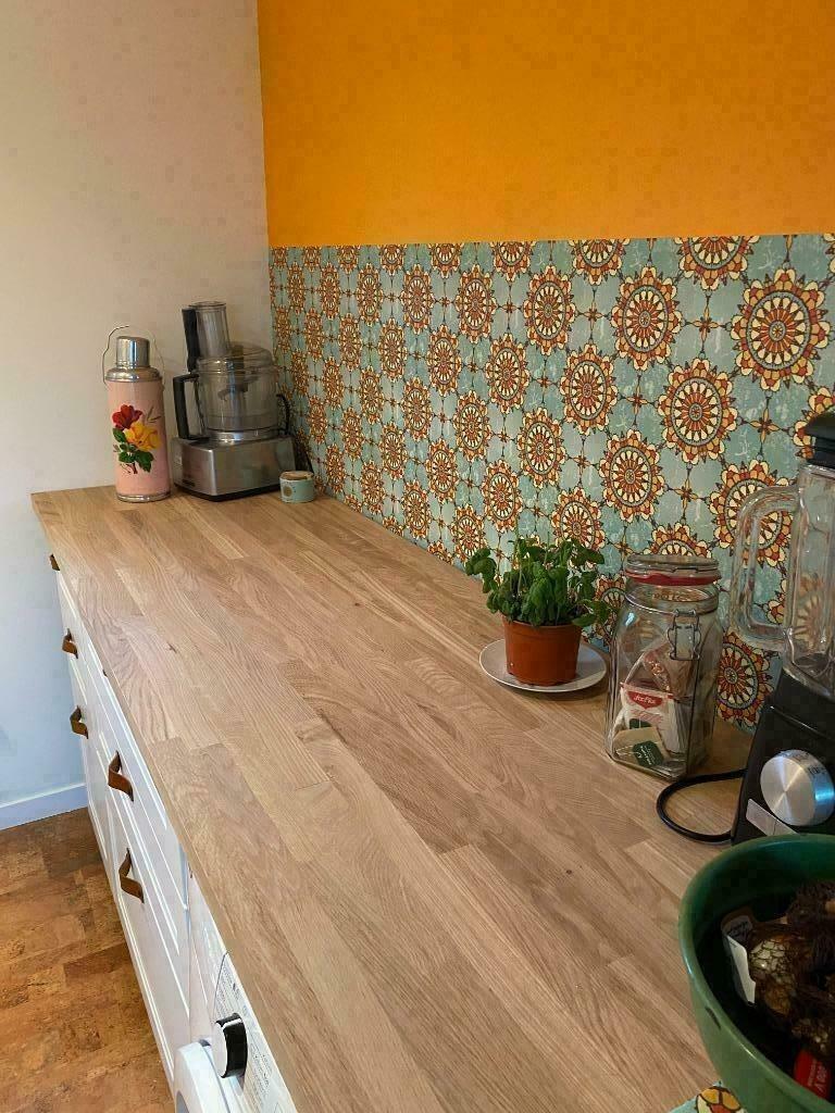 Massief eiken aanrechtblad 300x64x4 cm. 40 mm dik werkblad, Huis en Inrichting, Keuken | Keukenelementen, Ophalen, Overige kleuren