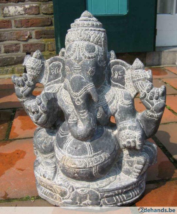 Ganesha in zwart graniet 39 cm, Ophalen of Verzenden, Nieuw, Steen, Overige typen