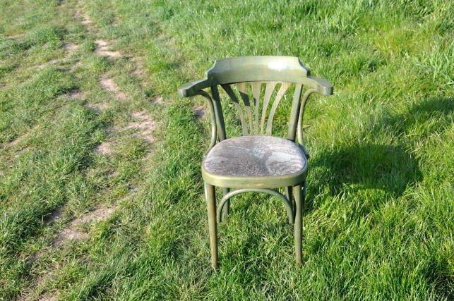 chaise bistro en bois et velours, Maison & Meubles, Salles à manger complètes, Utilisé