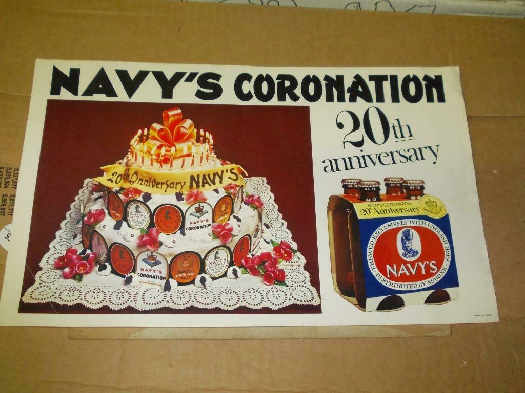 Beersign.Reclame.Navy's Coronation, Verzamelen, Ophalen of Verzenden, Gebruikt, Reclamebord