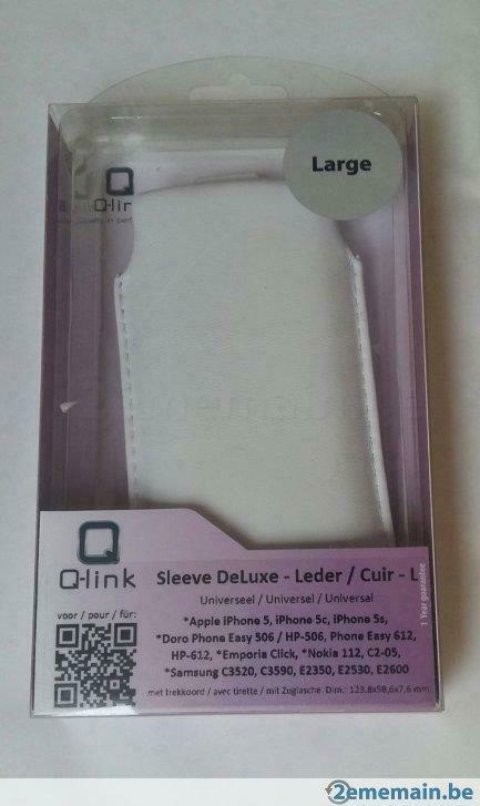 1 Etui en cuir blanc large universel neuf sous blister, Enlèvement ou Envoi, Neuf