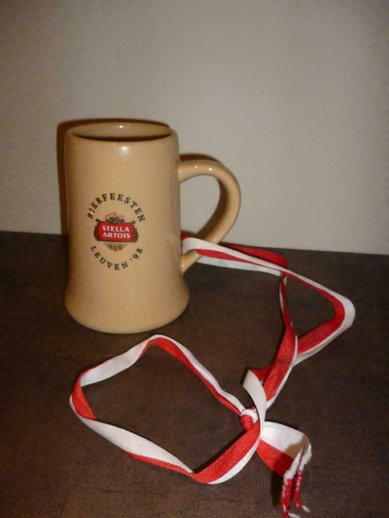 Bierpot kan Bierfeesten Stella Artois Leuven'98 Gouden Hoorn, Ophalen, Zo goed als nieuw, Stella Artois