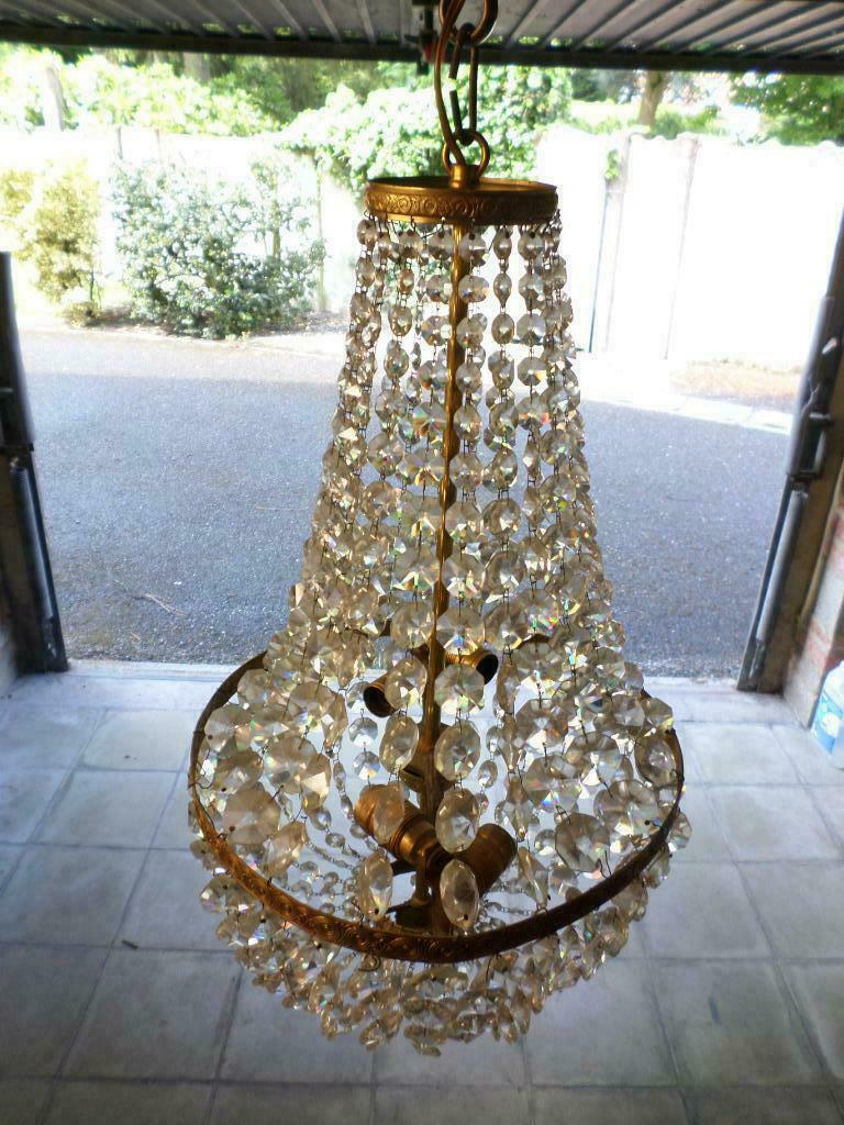 Lustre en cristal mongolfière, Enlèvement ou Envoi, Utilisé, Ancien