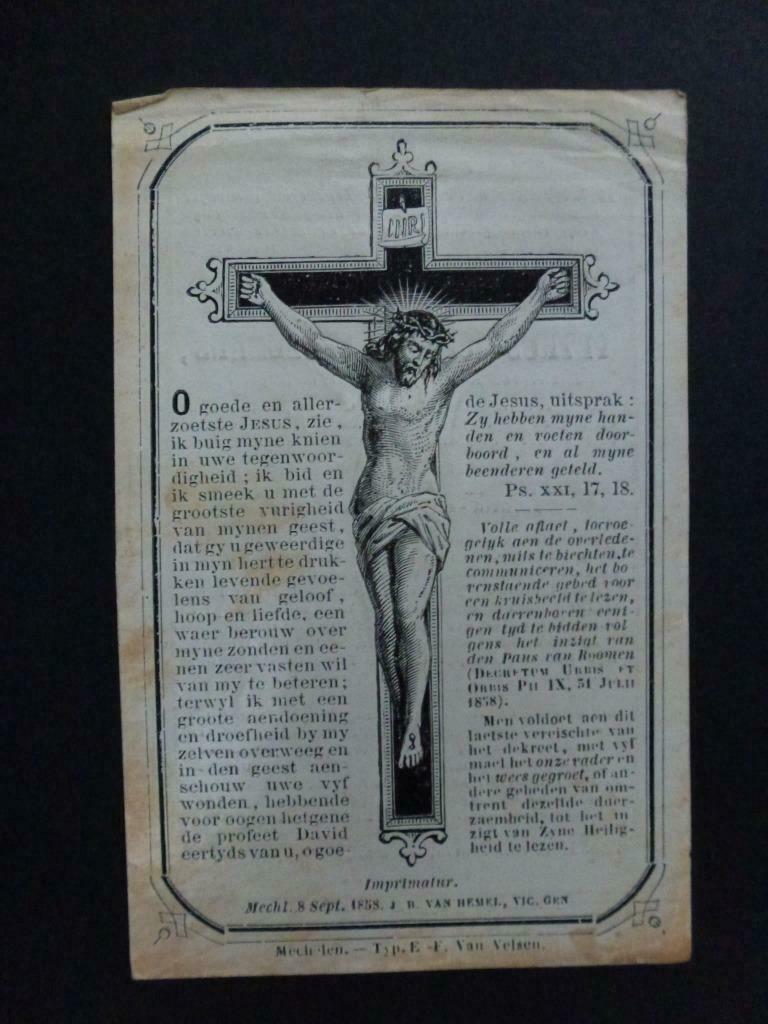 doodsprentje Ceulemans Petrus Joannes  Keerbergen 1801, Verzamelen, Bidprentjes en Rouwkaarten, Verzenden, Rouwkaart