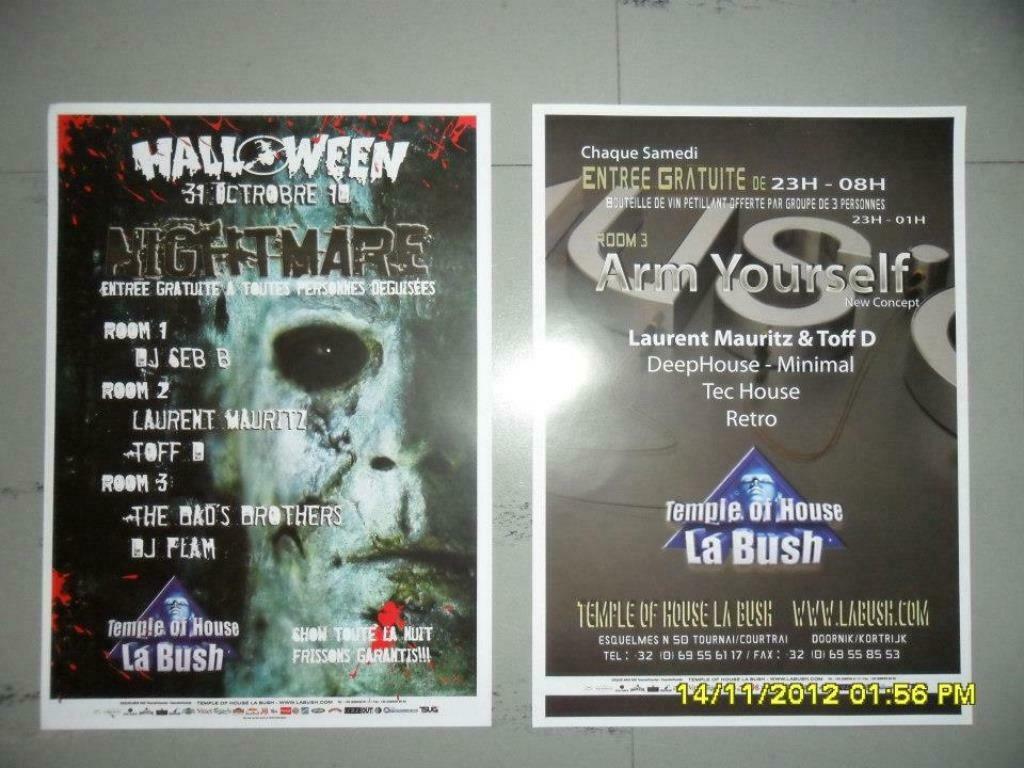 Flyers Halloween Nightmare @ La Bush (Esquelmes), Collections, Enlèvement ou Envoi, Utilisé, Autres types