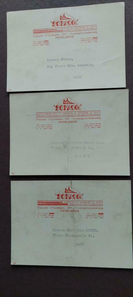 Cartes postales 1945. SOFACQ Merelbeke . 3 pièces, Enlèvement ou Envoi