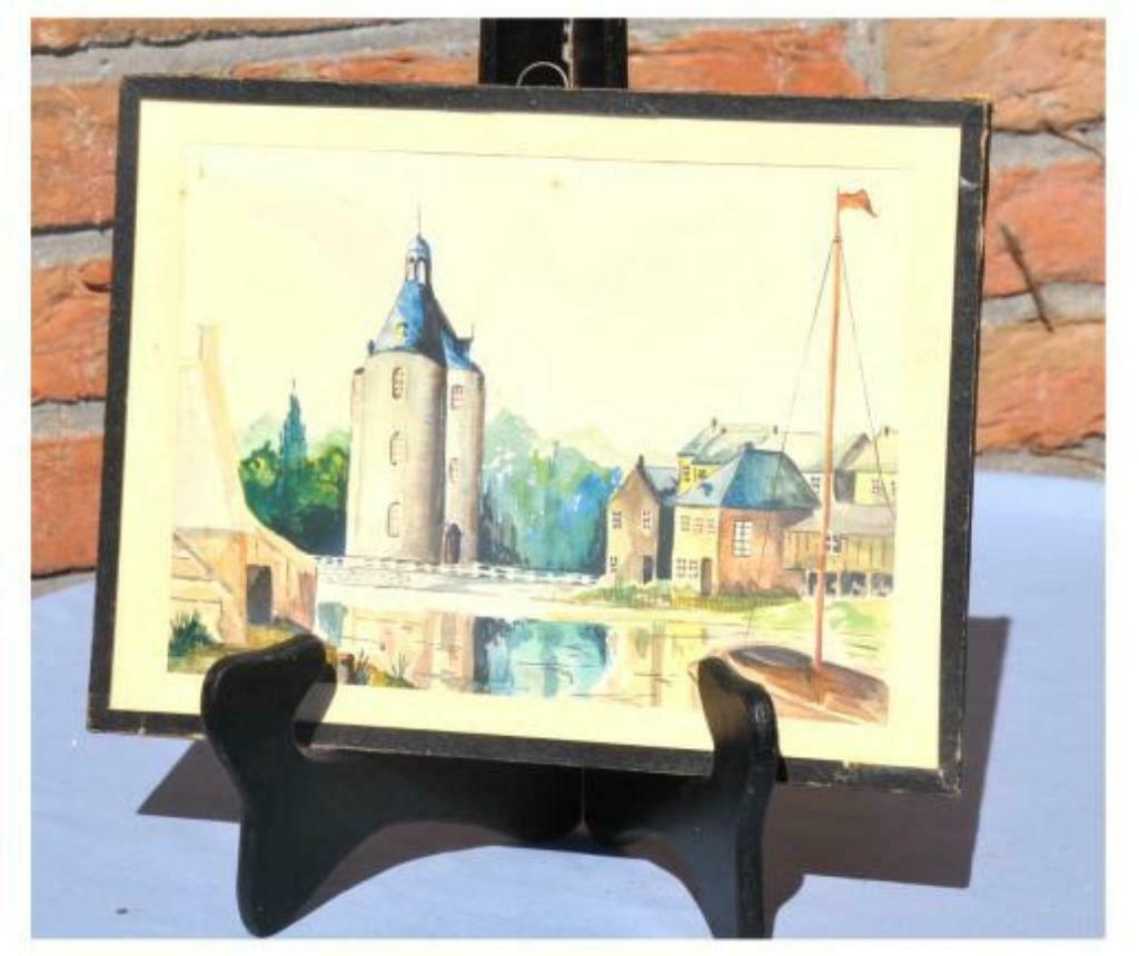 §aquarelle château cadre verre, Ophalen of Verzenden