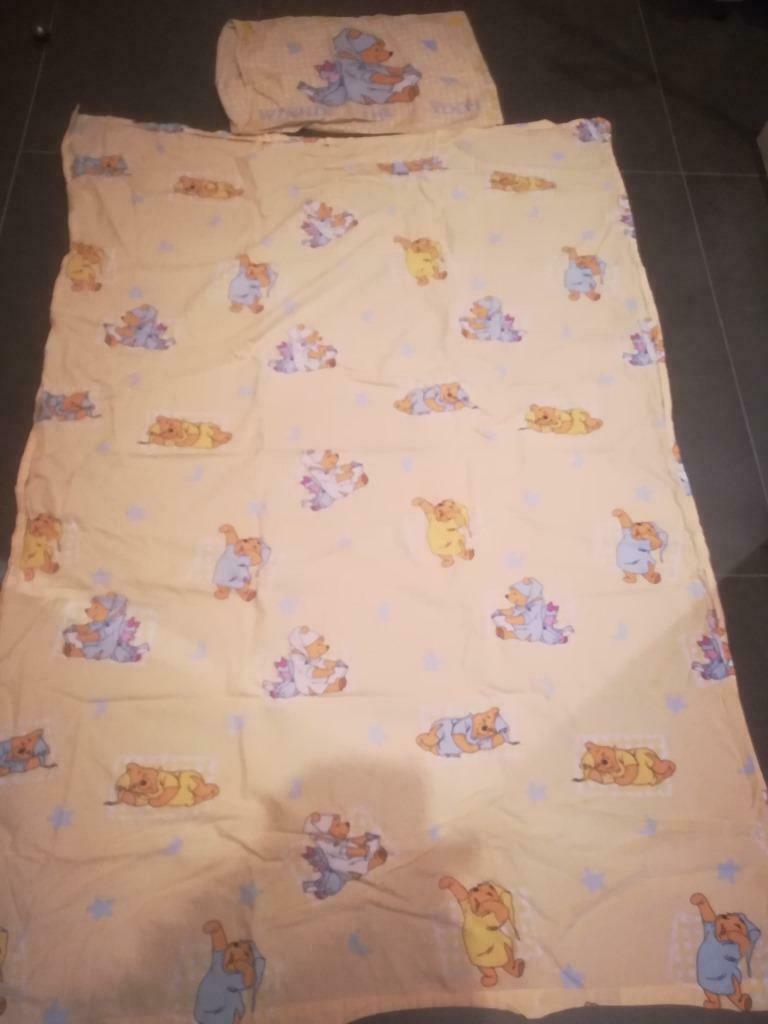 Laken + slopen Winnie The Pooh, Huis en Inrichting, Ophalen of Verzenden, Gebruikt, Geel, Overige typen