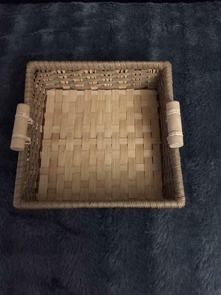 Rieten servethouder - 17 X 17 cm, Huis en Inrichting, Woonaccessoires | Dienbladen, Gebruikt