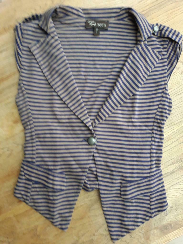 Blouse Anna Scott lignée taupe/marine taille S, Enlèvement ou Envoi, Taille 36 (S), Comme neuf, Brun
