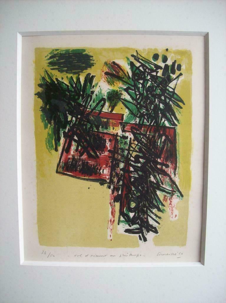 "Vol d'oiseaux au printemps" - Guillaume Corneille, Antiek en Kunst, Kunst | Litho's en Zeefdrukken, Ophalen