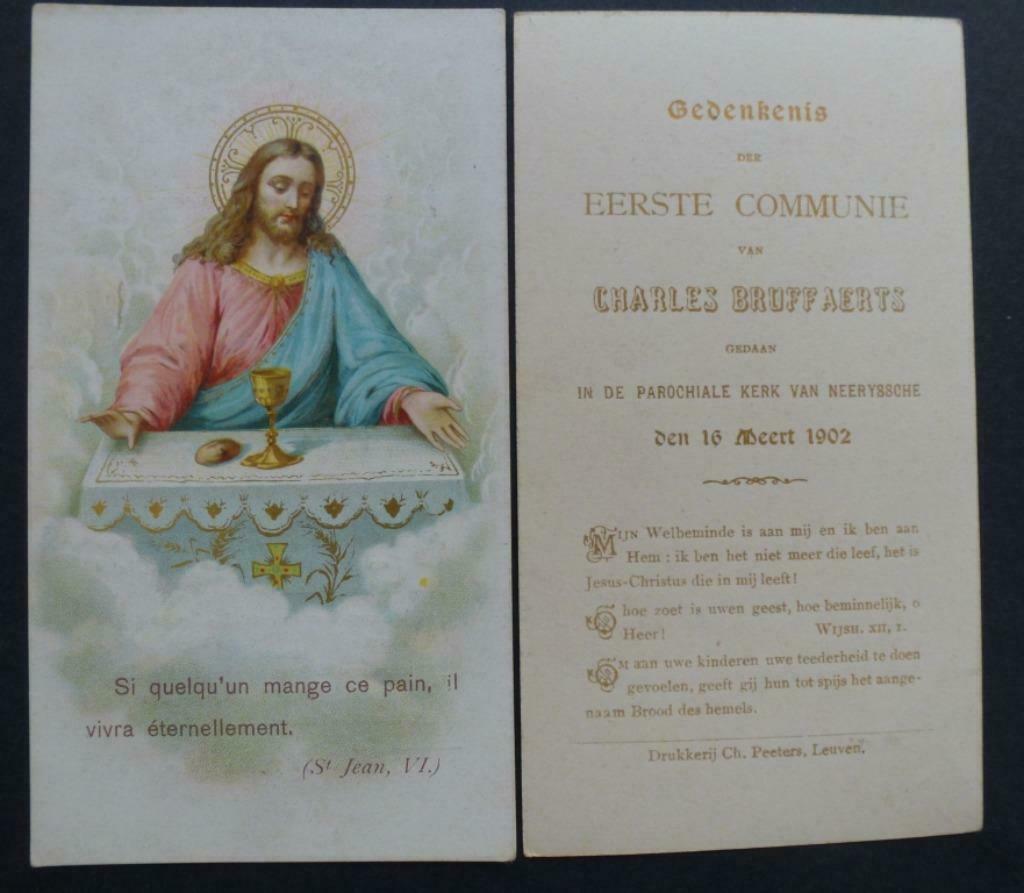 bidprentje eerste communie  Charles Bruffaerts 1902, Verzamelen, Bidprentjes en Rouwkaarten, Verzenden, Bidprentje