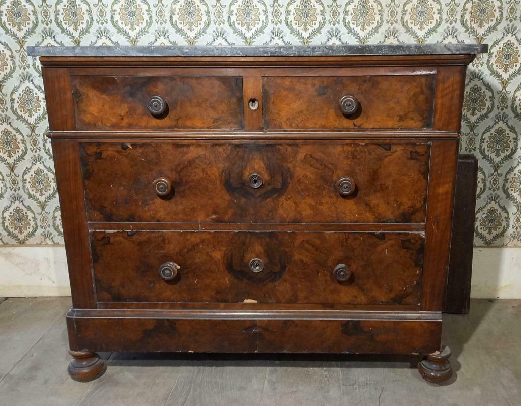 Ancienne commode (placage acajou), 3 ou 4 tiroirs, Enlèvement ou Envoi, Moins de 100 cm, Utilisé