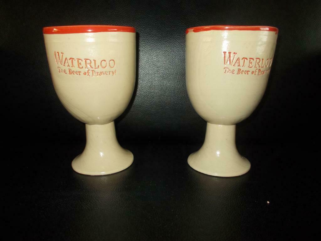 2 stenen bekers bier waterloo, Ophalen of Verzenden, Nieuw, Glas of Glazen