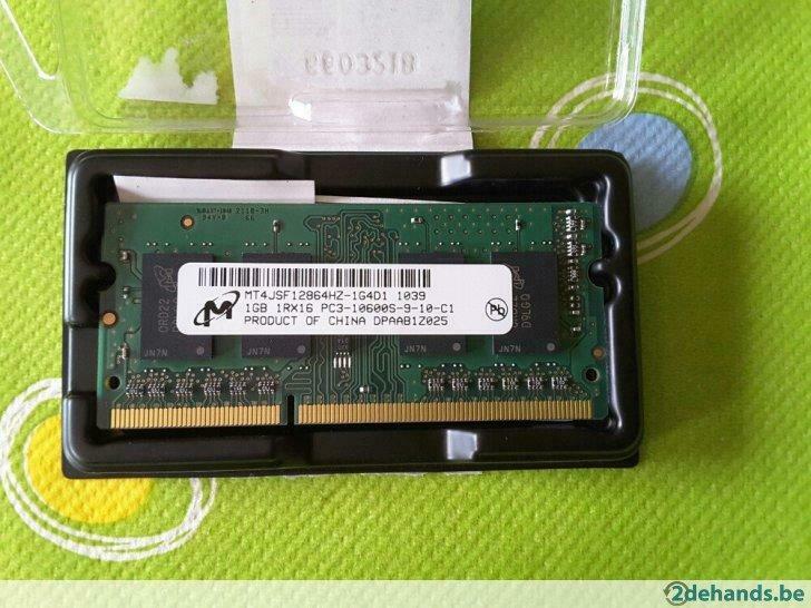ordinateur portable ram 1gb ddr3, Informatique & Logiciels, Mémoire RAM, Enlèvement ou Envoi, Utilisé, DDR3, Laptop