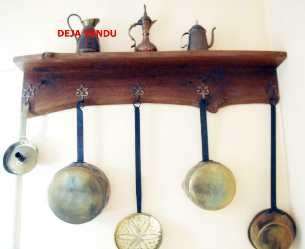 Archelle en chêne massif ET 7 articles en cuivre + fer forgé, Antiquités & Art, Enlèvement, Cuivre