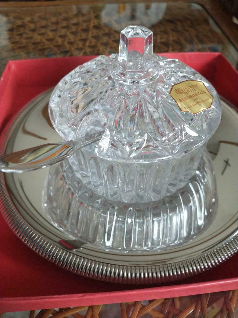 Letang Remy kristallen suikerpot op inox schoteltje nieuw, Ophalen, Nieuw, Overige typen