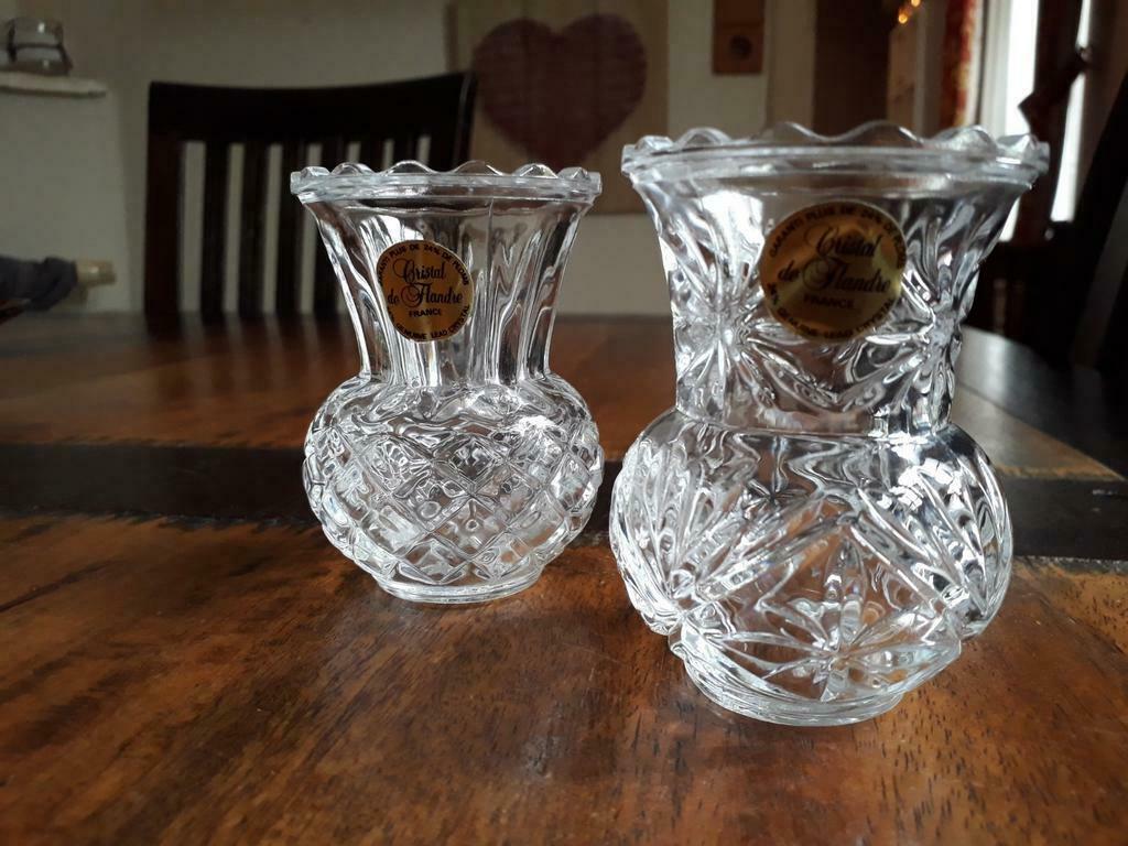 2 vaasjes Cristal de Flandre, Antiquités & Art, Enlèvement ou Envoi